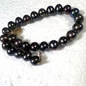 JCM Bracelet Peacock Pearl 10k Gold Safety Clasp Authentic JACMEL 7" 7mm Artisan